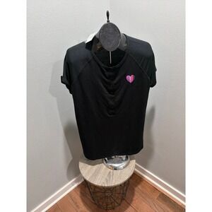 Torrid Sleep Lightweight French Terry Lounge Tee Heart Rainbow Deep Black Size 0